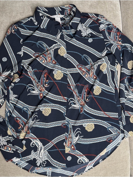 H&M Tops - H&M Navy Paisley & Medallion Print Button-Down Blouse